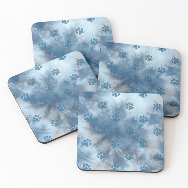 Item preview, dark blue tie dye background dog and cat paw print designed and sold by Beeroclock.