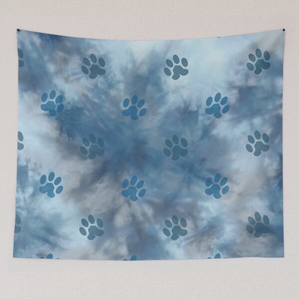 Item preview, dark blue tie dye background dog and cat paw print designed and sold by Beeroclock.