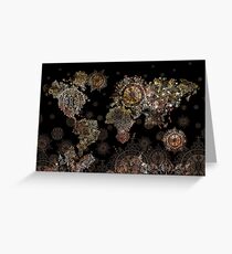world map mandala gold Greeting Card