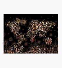 world map mandala gold Photographic Print