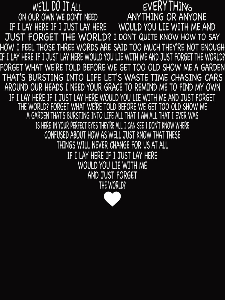 Snow Patrol Tee Chasing Cars Lyrics Heart Shape Essential T-Shirt |  Greeting Card