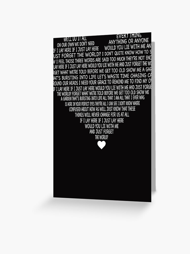 Snow Patrol Tee Chasing Cars Lyrics Heart Shape Essential T Shirt Greeting Card