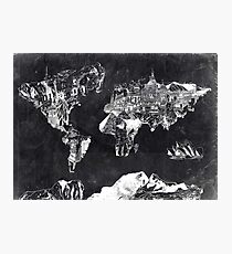 world map black and white Photographic Print