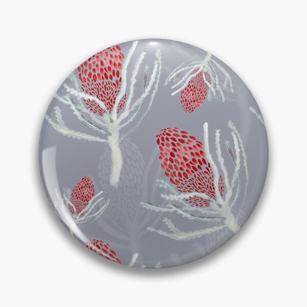 Item preview, Seamless Red Protea on Grey designed and sold by Crimson-thyme.