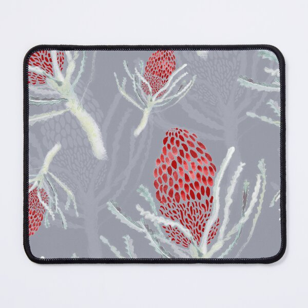 Item preview, Seamless Red Protea on Grey designed and sold by Crimson-thyme.
