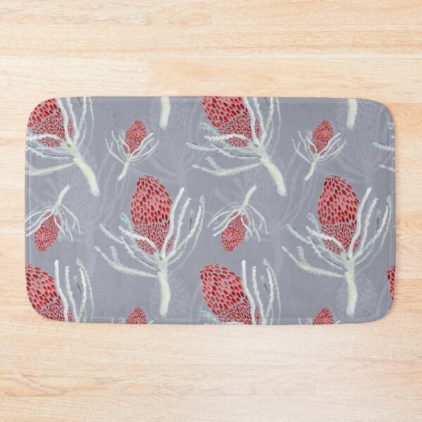 Item preview, Seamless Red Protea on Grey designed and sold by Crimson-thyme.