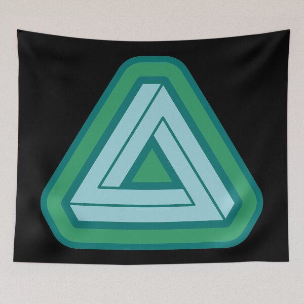Item preview, Blue Green Impossible Triangle Optical Illusion designed and sold by iscaStudioArt.