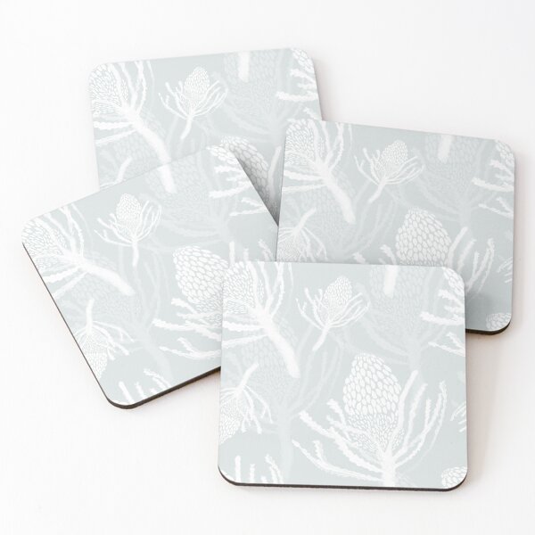 Item preview, Seamless White Protea on Light Turquoise designed and sold by Crimson-thyme.