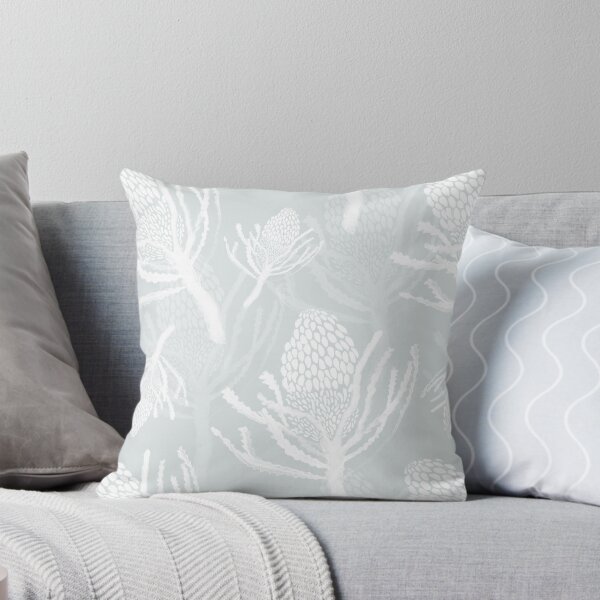 Item preview, Seamless White Protea on Light Turquoise designed and sold by Crimson-thyme.