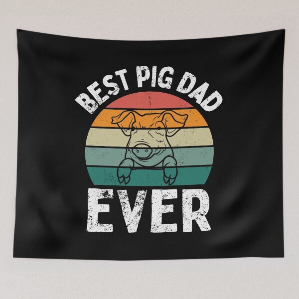 Item preview, Vintage Retro Sunset Distress Best Pig Dad Ever Pet Piggy Fathers Day  designed and sold by Mariano Topno.