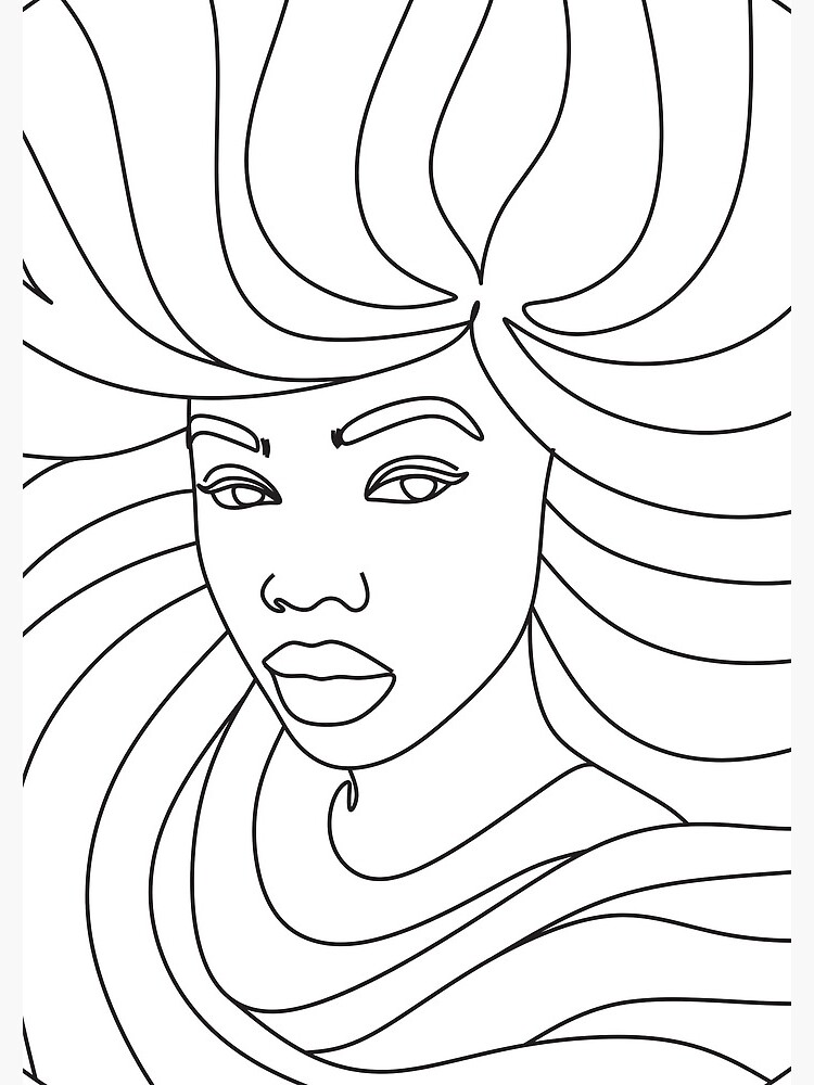 One line online drawing face and hair. Abstract woman portrait. Modern minimalism art.