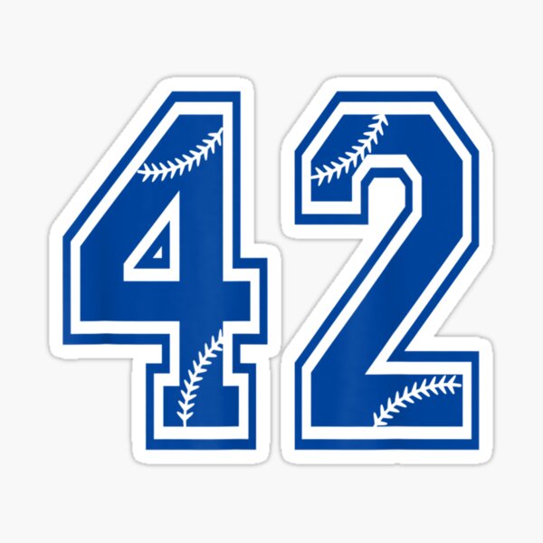"Baseball Number 42 Blue Sports Player Uniform Jerse" Sticker for Sale