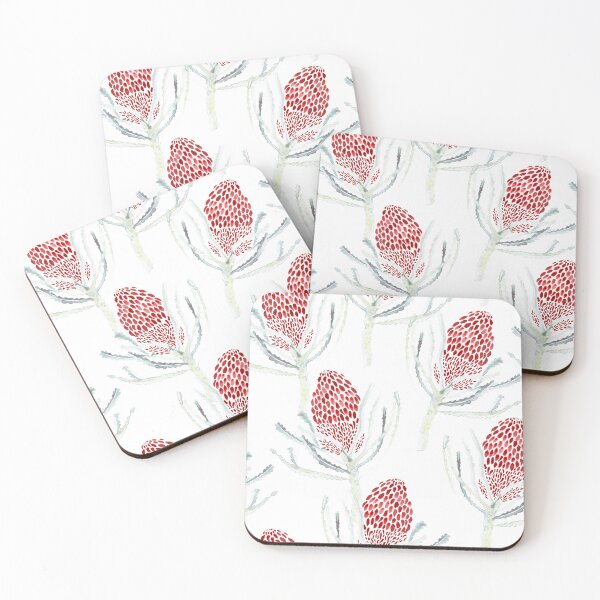Item preview, Seamless Red Protea Flower Pattern on White designed and sold by Crimson-thyme.