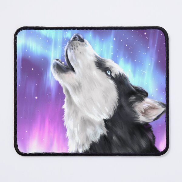 Item preview, Northern Lights, Howling Husky | Siberian Husky Dog Artwork designed and sold by shirinsart.