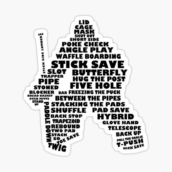 "Hockey Goaltender Word Art" Sticker for Sale by gamefacegear Redbubble