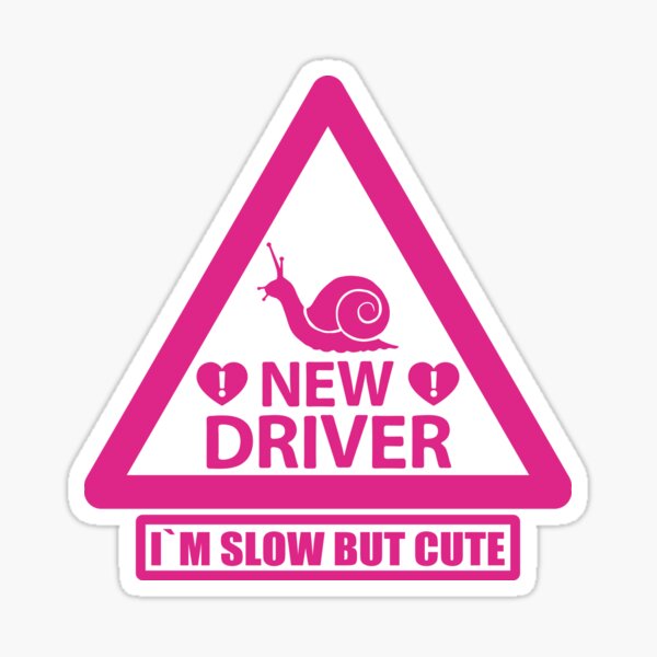 Vista previa del artículo con la obra «New Driver Cute Warning Sign car Window Slug Slow Triangle Pink», diseñado y vendido por richter74.