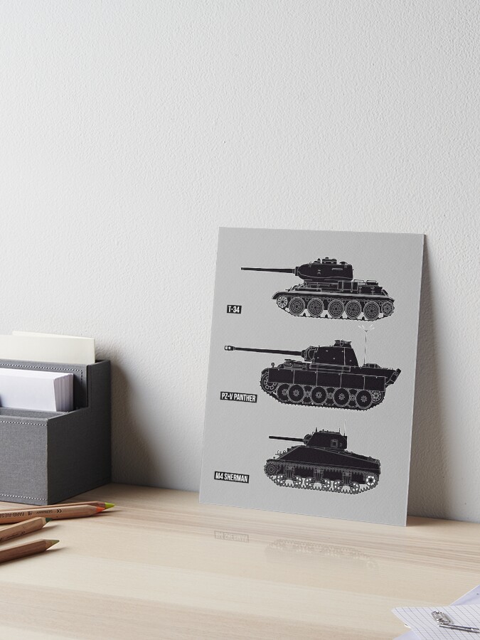 Three famous WW2 tanks of the USSR, Germany and the USA (black