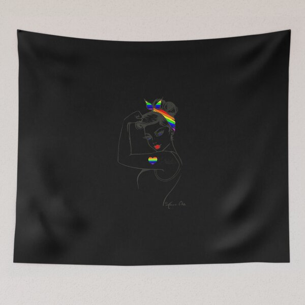 Item preview, LGBT Girl Power Pin Up retro art by Anne Cha Flag Gay Prid designed and sold by favianjeterhare.