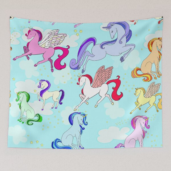 Item preview, Unicorns on light blue designed and sold by Luna Doodle Design.