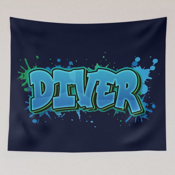 Item preview, Diver Graffiti Paint Splash - Gift for Divers and Freedivers designed and sold by cotros.