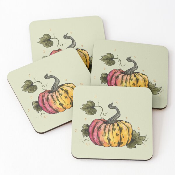 Item preview, Multicolored pumpkin in watercolor on green designed and sold by Ellen Wilberg.