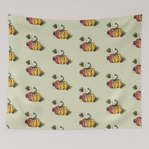 Item preview, Multicolored pumpkin in watercolor on green designed and sold by Ellen Wilberg.