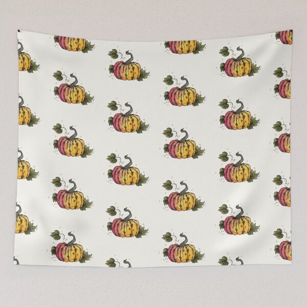 Item preview, Multicolored pumpkin in watercolor on cream designed and sold by Ellen Wilberg.
