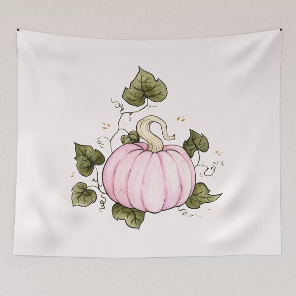Item preview, Pink Porcelain Doll Pumpkin watercolor painting on blush designed and sold by Ellen Wilberg.
