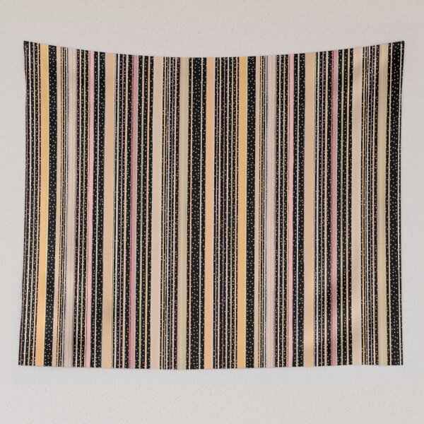 Item preview, Maximalist Folk Art Collection Black Yellow Pink Stripes and Stars designed and sold by Kristi Duggins.