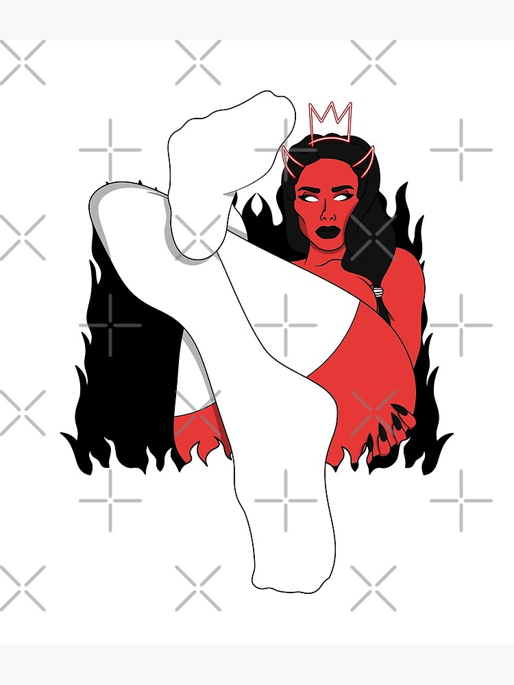 Sexy Female Demon Devil Horns And Crown Filter Illustration Poster For Sale By Prodbynieco 