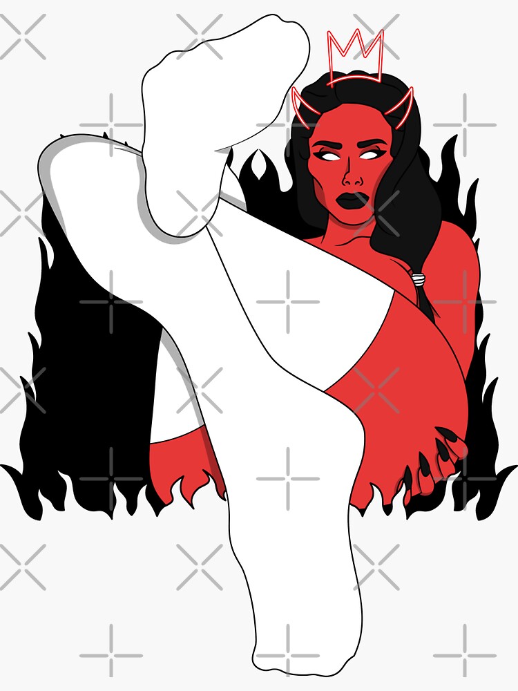 Sexy Female Demon Devil Horns And Crown Filter Illustration Sticker For Sale By Prodbynieco 