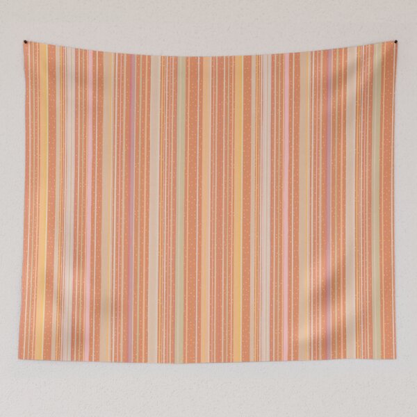 Item preview, Maximalist Folk Art Collection Peach Yellow Pink Stripes and Stars designed and sold by Kristi Duggins.