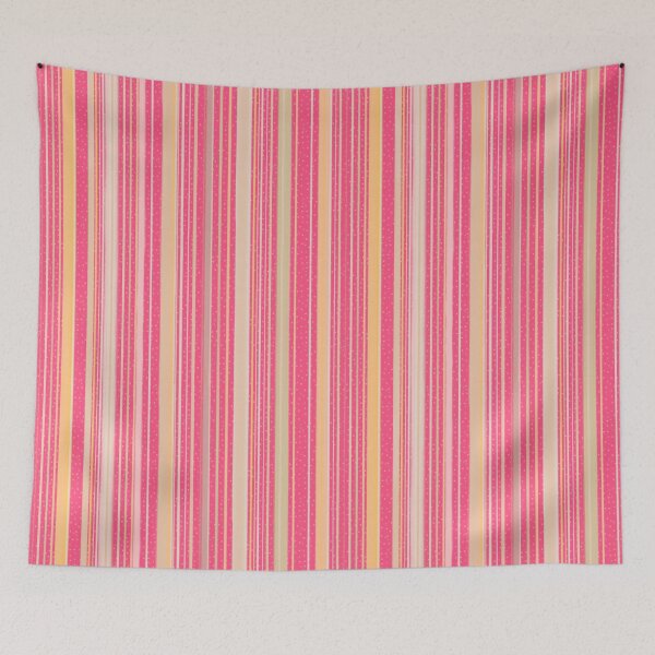 Item preview, Maximalist Folk Art Collection Yellow Strawberry Pink Stripes and Stars designed and sold by Kristi Duggins.