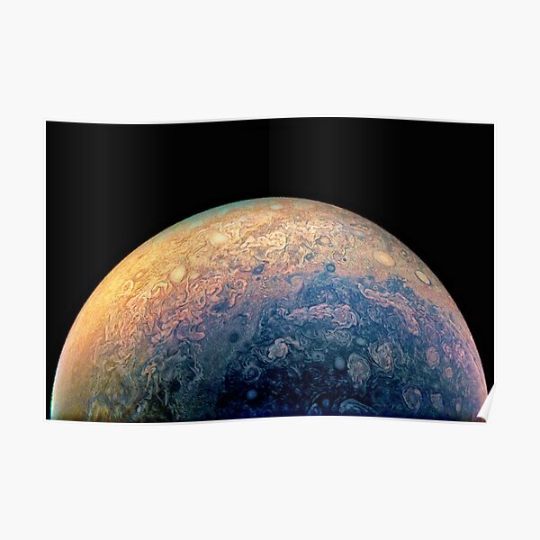 Juno Polar View of Planet Jupiter Generative Painting Poster