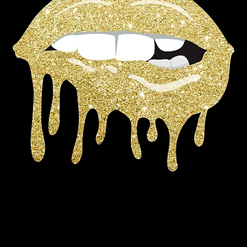 Aperçu de l'œuvre Women's Dripping Lips Gold Kiss Gold Lip Biting Gold Lips Gear de DynamicDesign