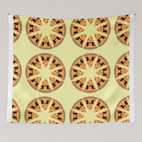 Artikelvorschau, Kawaii lächelndes Pizza-Muster entworfen und verkauft von DefectivePortal.