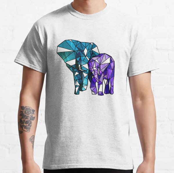 Unisex Elephant Geometric Design T-Shirt Bright Bold Elephants Animals Tee