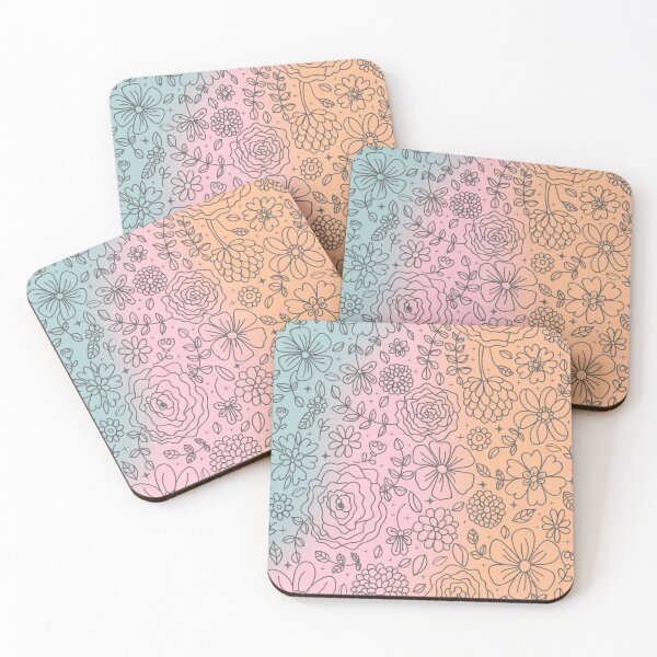Item preview, Floral Print with stars in tricolor background designed and sold by IlustraDeni.