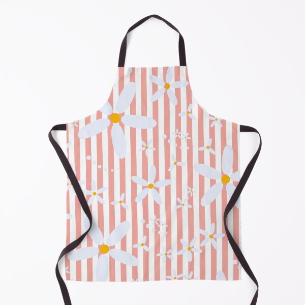 Item preview, White Daisy Flowers on Salmon Pink Stripes Pattern designed and sold by Moyanana.