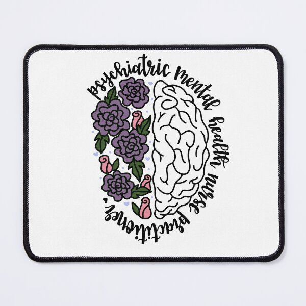 Item preview, Calligraphy Psychiatric Mental Health Nurse Practitioner Floral Brain designed and sold by tbcalligraphy.