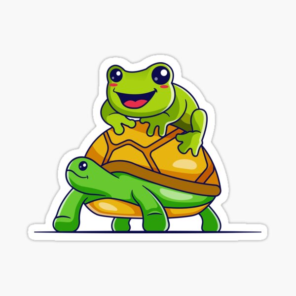 "cute turtle and frog vector illustration" Sticker for Sale by jayxyyz