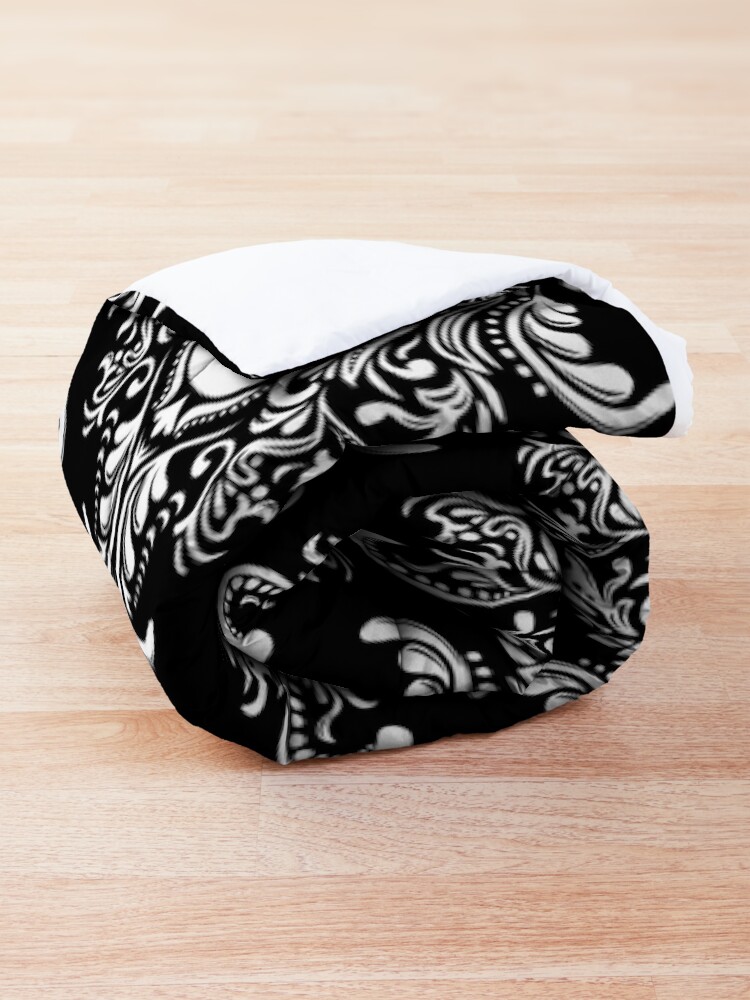 Alternate view of Skulls Damask Goth Halloween Pattern Comforter