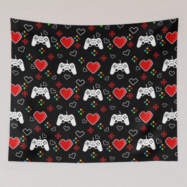 Item preview, Pixel Style Hearts Gaming Pattern  designed and sold by mrhighsky.
