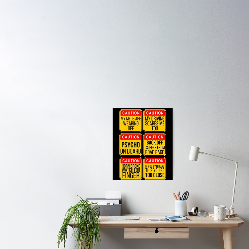 Caution Red Road Rage Sticker Pack 7 Poster for Sale by BeyondPast