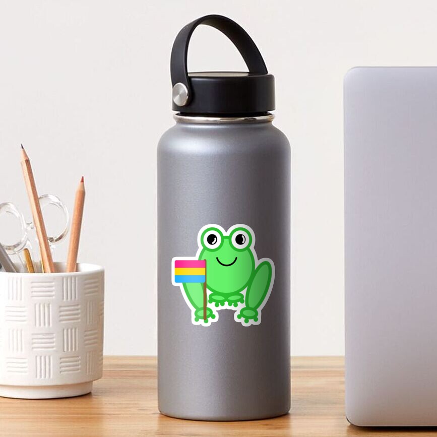 "Frog with a Pan Pride flag" Sticker for Sale by Alex-artz | Redbubble