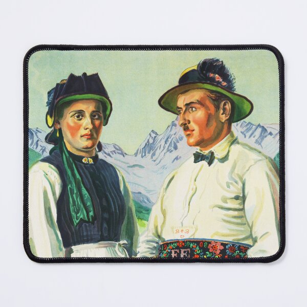 Item preview, LOTSCHENTAL Rhone Valley Valais Switzerland 1946 by Albert Nyfeler Vintage Travel Poster designed and sold by retroposters.