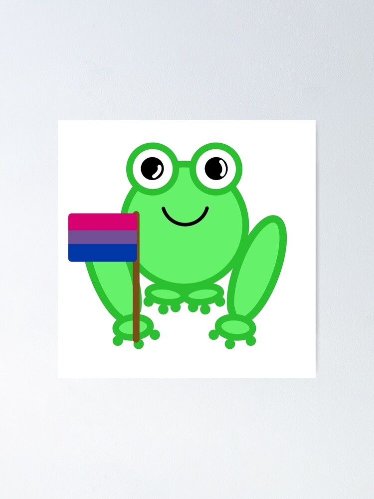 Frog With Bi Pride Flag Poster For Sale By Alex Artz Redbubble