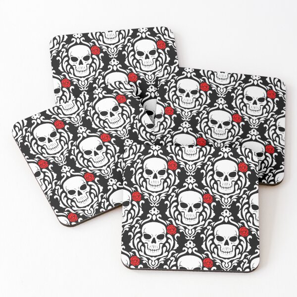 Item preview, Skulls and Red Roses Damask Pattern designed and sold by mrhighsky.