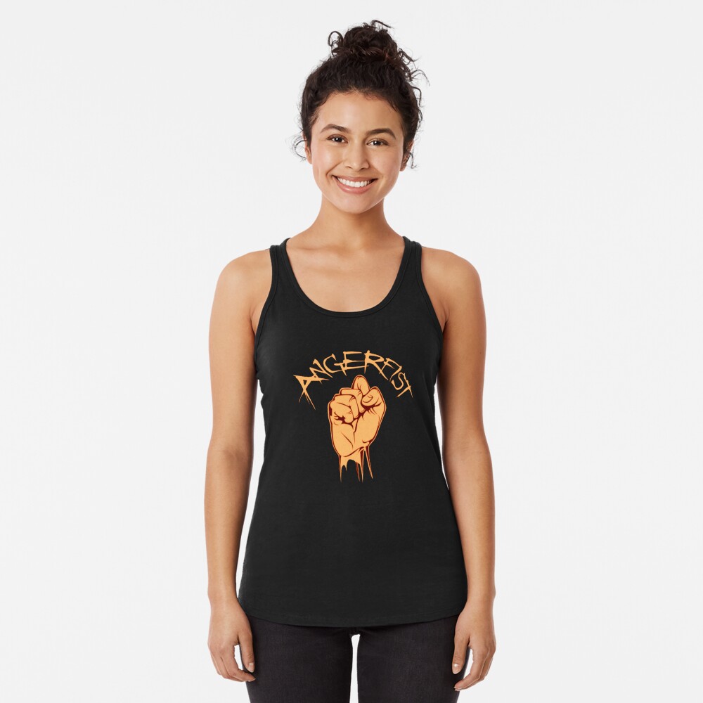 Discover angerfist rock and roll band metal logo Racerback Tank Top