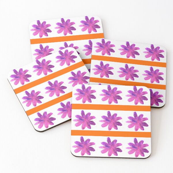 Item preview, Purple floral and orange color horizontal striped designed and sold by lausn.